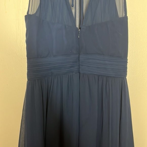 NEW Samantha Paige navy blue chiffon halter sweetheart maxi bridesmaid dress 6 - Picture 7 of 11